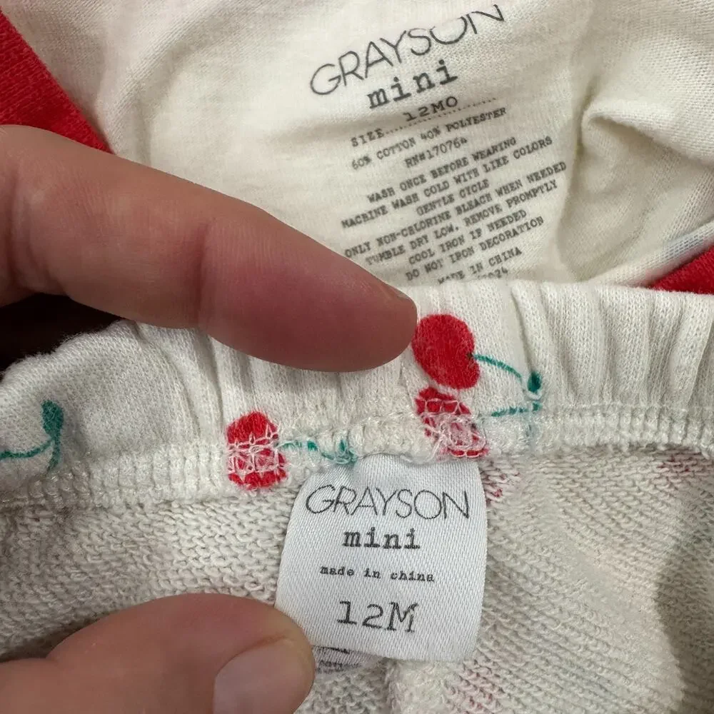 Grayson & Old Navy Lot of Baby Shirts Shorts Girls 6-12 Months Blue Cherries